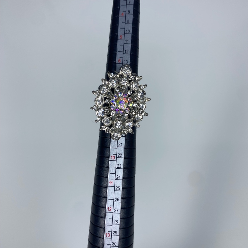 Silver And Ab Crystal Statement Ring - image 3